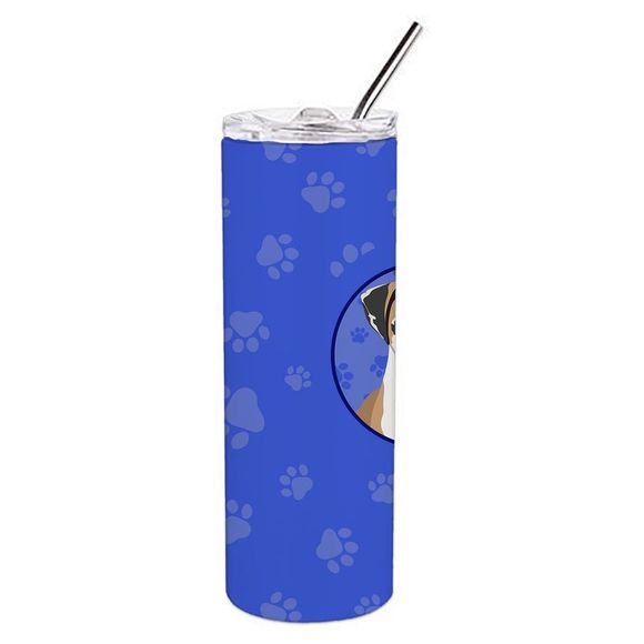 English Bulldog Tricolor #2  Stainless Steel 20 oz Skinny Tumbler, Blue - Picture 2 of 4